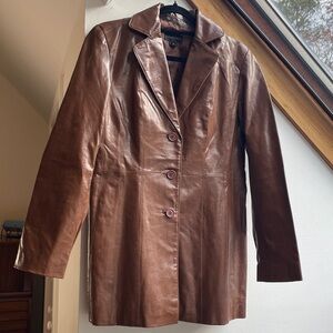 Elegant Brown Leather Women's Jacket